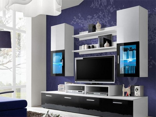 Вітальня Mini Cama Білий мат /  чорний глянець